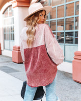 Gus Cotton Colorblock Corduroy Shacket - Rose Burgundy Ins Street